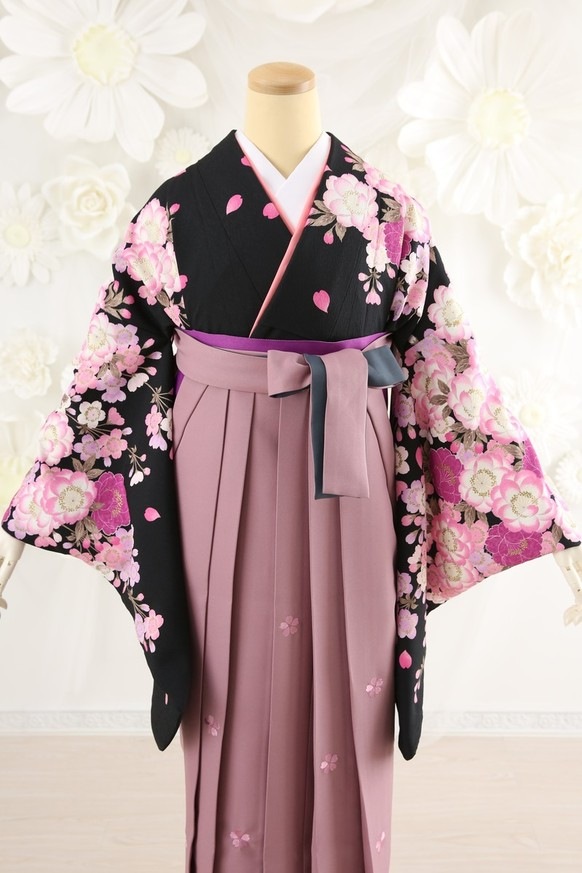 【卒業式袴レンタル/着物レンタル/通販レンタル】　ブランド　ナカノヒロミチ/学生袴/卒業式/小学生袴/かわいい袴/黒/ピンク/紫/着物-249/袴-112