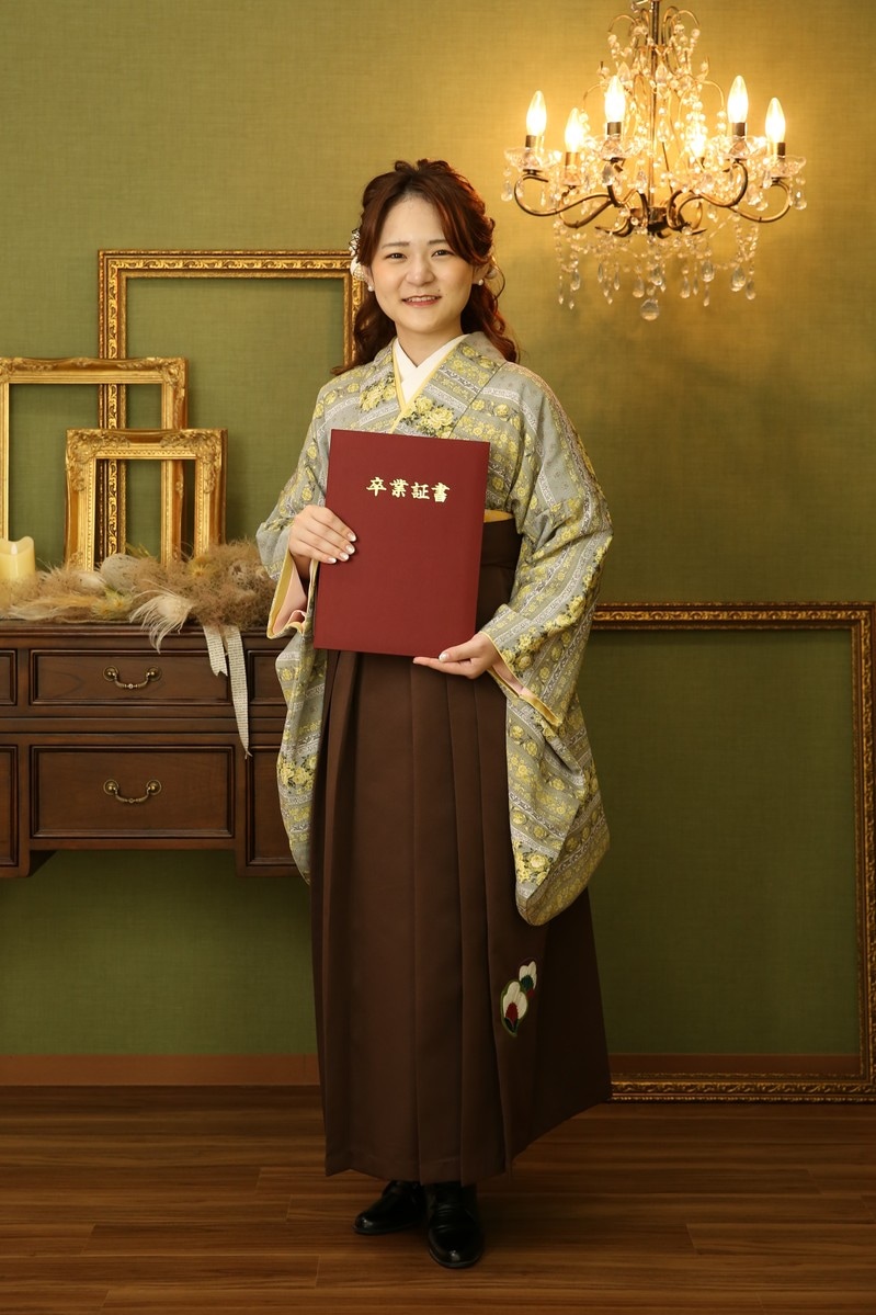 黄色と茶色のシンプルな袴 袴3点セット 袴Lサイズ 卒業式
