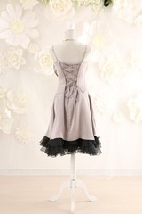 【結婚式パーティーお呼ばれドレスレンタル】結婚式/謝恩会/二次会/黒/グレー/かわいい/9号/16-5