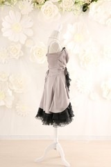 【結婚式パーティーお呼ばれドレスレンタル】結婚式/謝恩会/二次会/黒/グレー/かわいい/9号/16-5