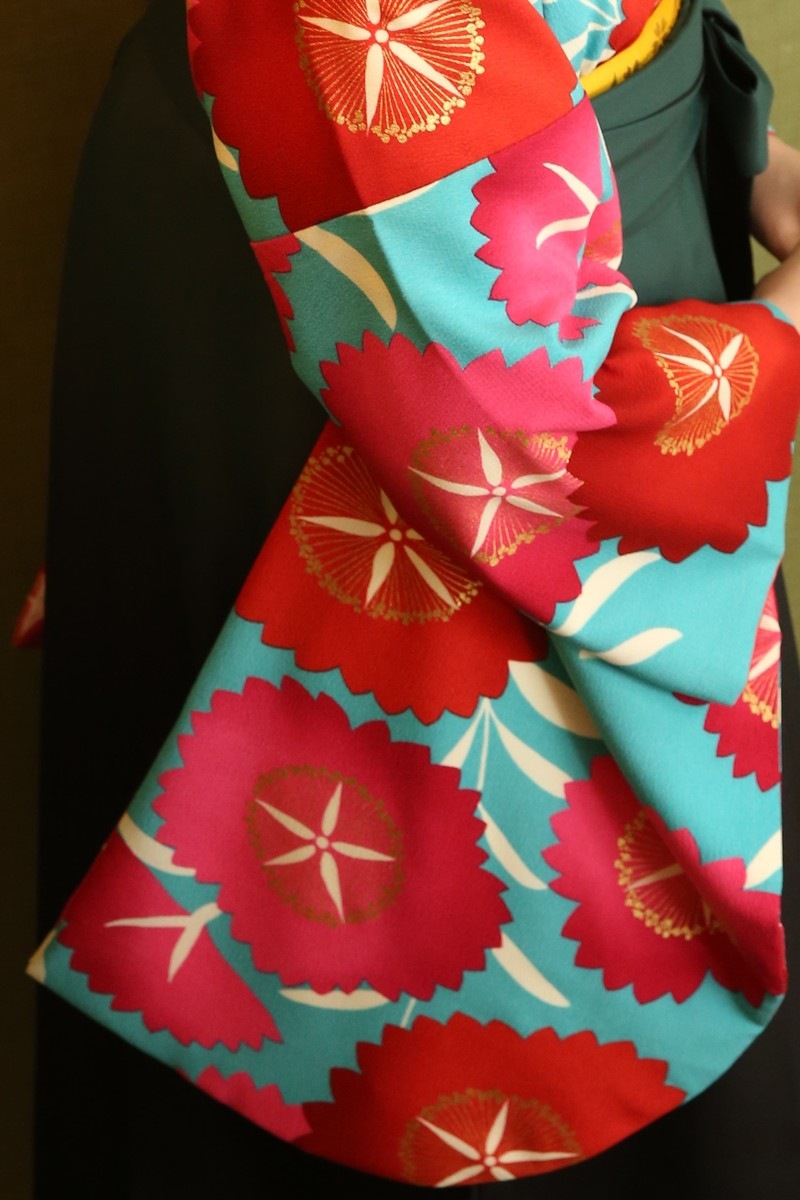 【卒業式袴レンタル/着物レンタル/通販レンタル】　ブランド　九重／学生袴/卒業式/小学生袴/かわいい袴/水色/ピンク/グリーン/着物-376/袴-217