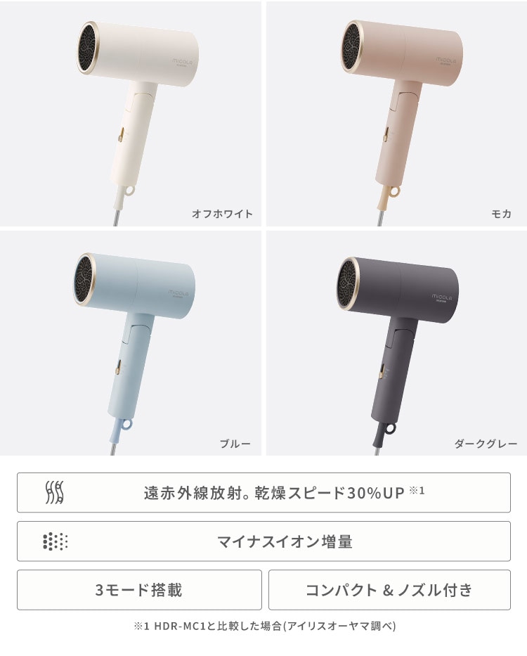 MiCOLA イオンドライヤー ダメージケアモデル HDR-M201 全4色 | ヘア
