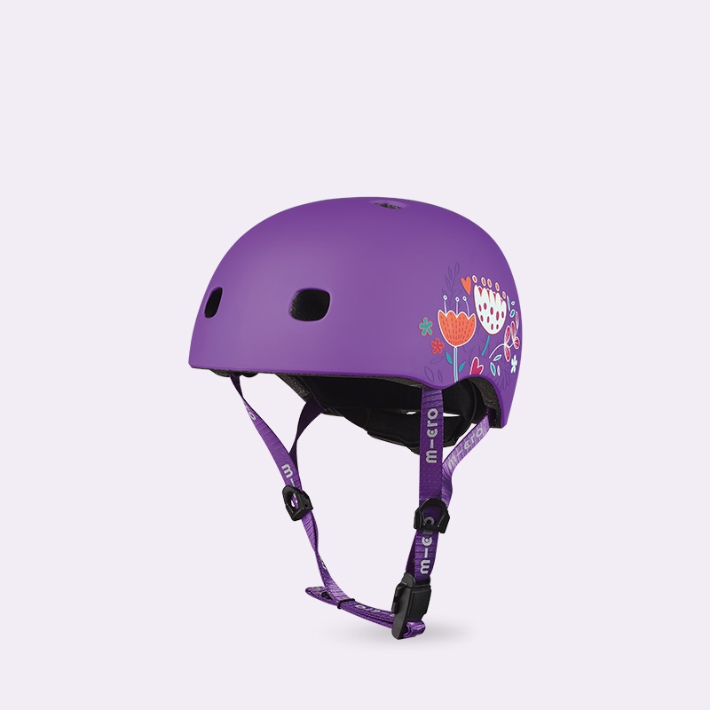 子供用ヘルメットLED フローラルパープル [CE認証] - アクセサリー