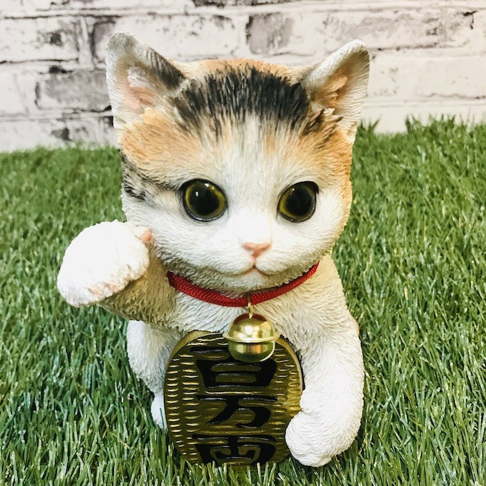 ベニーズキャット 招き猫 右手 百万両（ミケ） 猫 置物 可愛い リアル
