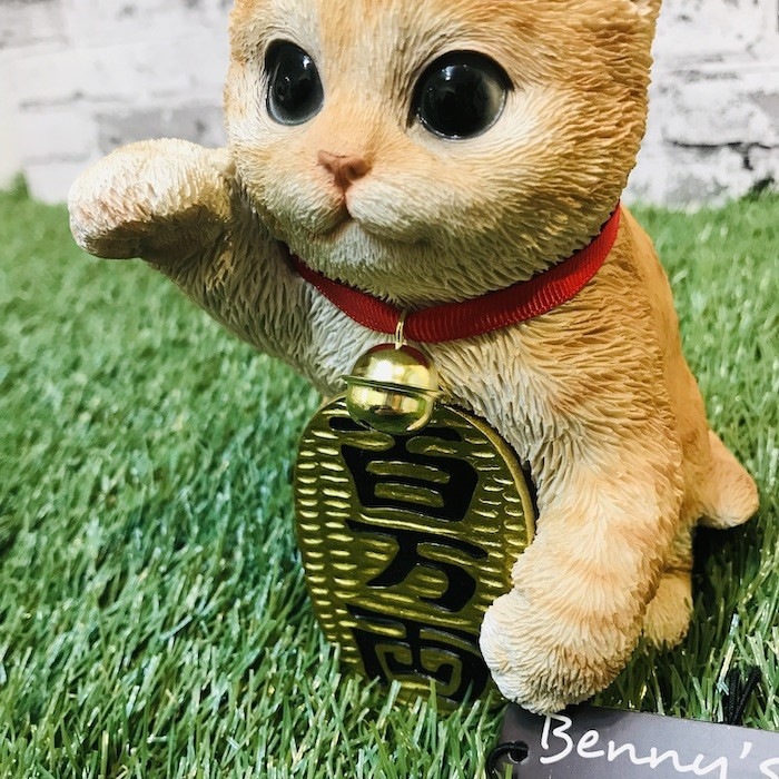✨存在感抜群！お金呼び 招き猫☆白猫右手上げ10号手長 大型