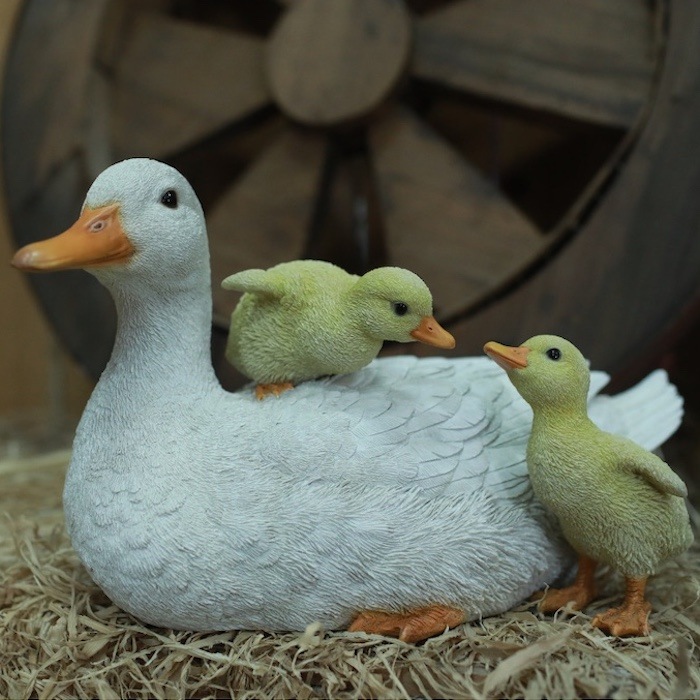 ヴィンテージ　オブジェ　置物　アヒル かわいい 置物 動物 アヒルの親子 woobia ウービア 鳥 おしゃれ