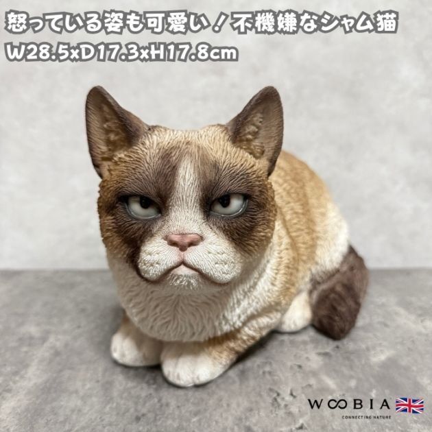 置物 不機嫌なシャム猫 ネコ 高さ17.8cm woobia ウービア 大きい