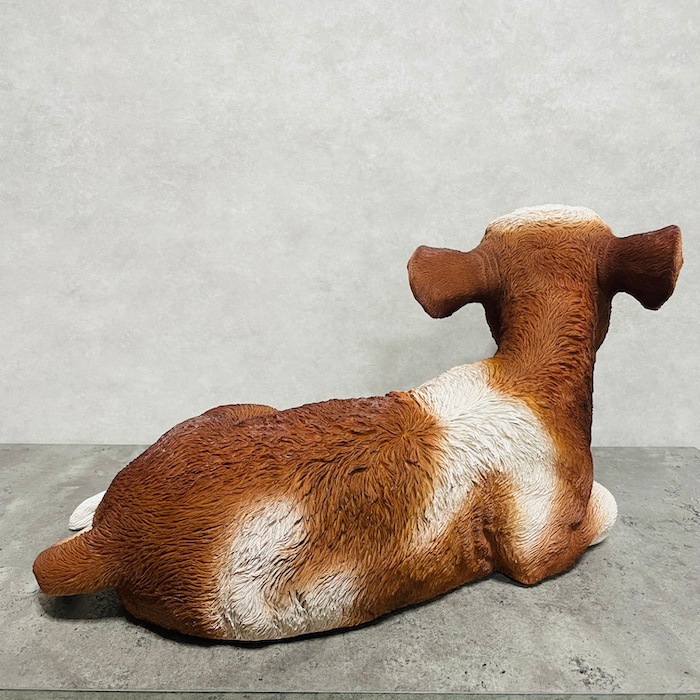 置物 寝そべった子牛 グッズ 横幅52.3cm 巨大オブジェ woobia ウービア