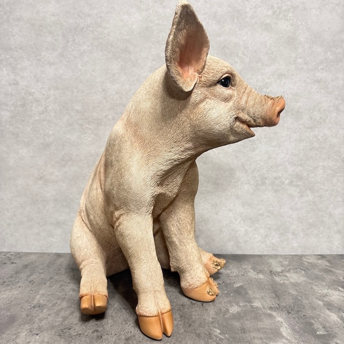 置物 お座りピンク 小豚 特大 ブタグッズ 高さ46.5cm 巨大オブジェ