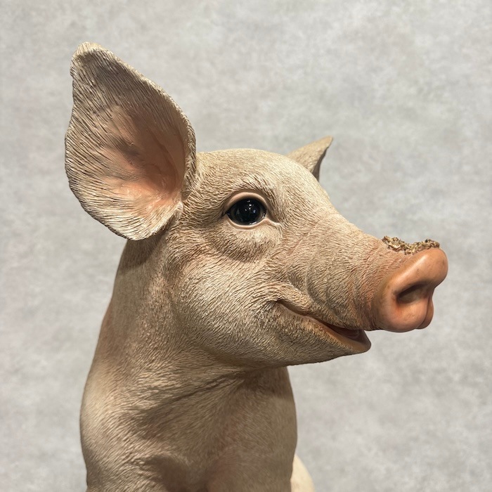 置物 お座りピンク 小豚 特大 ブタグッズ 高さ46.5cm 巨大オブジェ