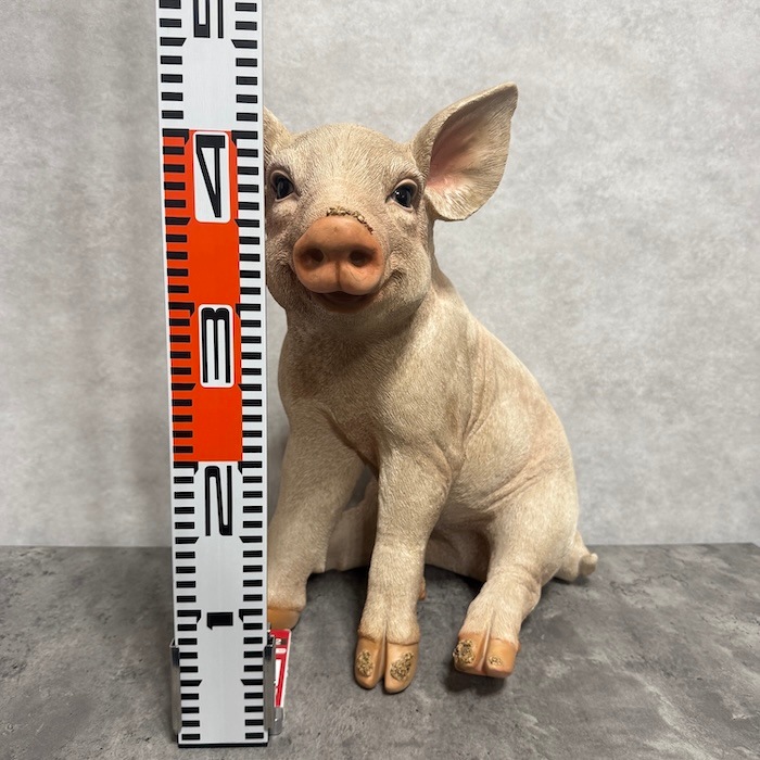 【ARTEFICE】イタリア製 豚の置物 高さ:約21cm×横幅:約27cm 置物 お座りピンク 小豚 特大 ブタグッズ 高さ46.5cm 巨大オブジェ