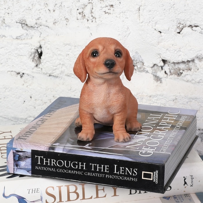 犬 置物 小さい かわいい おしゃれ 頭を上げるダックスフンド 高さ11cm