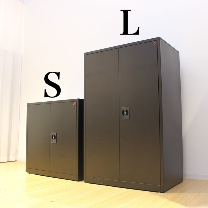 両扉式スチール製収納庫 2段収納 Lサイズ 物置 屋外 収納 スチール物置 