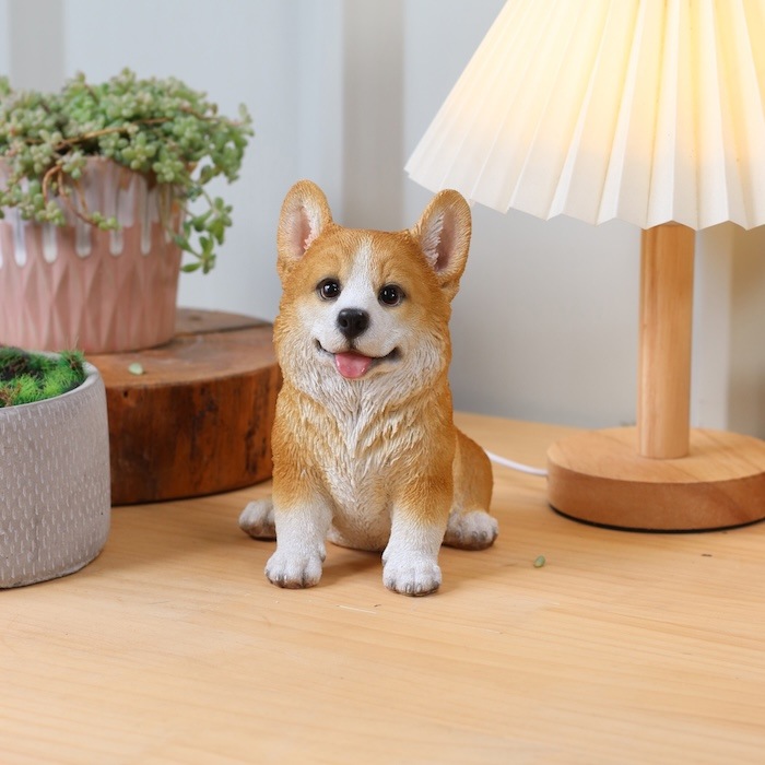 犬 置物 小さい かわいい おしゃれ お座りウェルシュコーギー 高さ15.5
