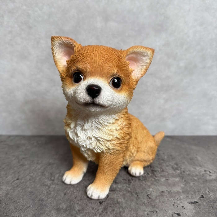 犬 置物 おしゃれ お座りチワワ レッド かわいい 動物 小さいオブジェ