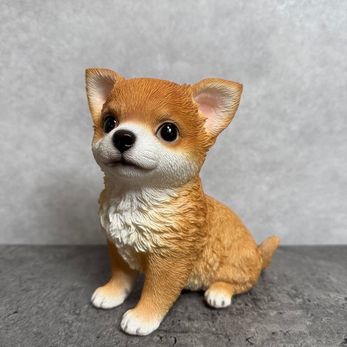 犬 置物 おしゃれ お座りチワワ レッド かわいい 動物 小さいオブジェ