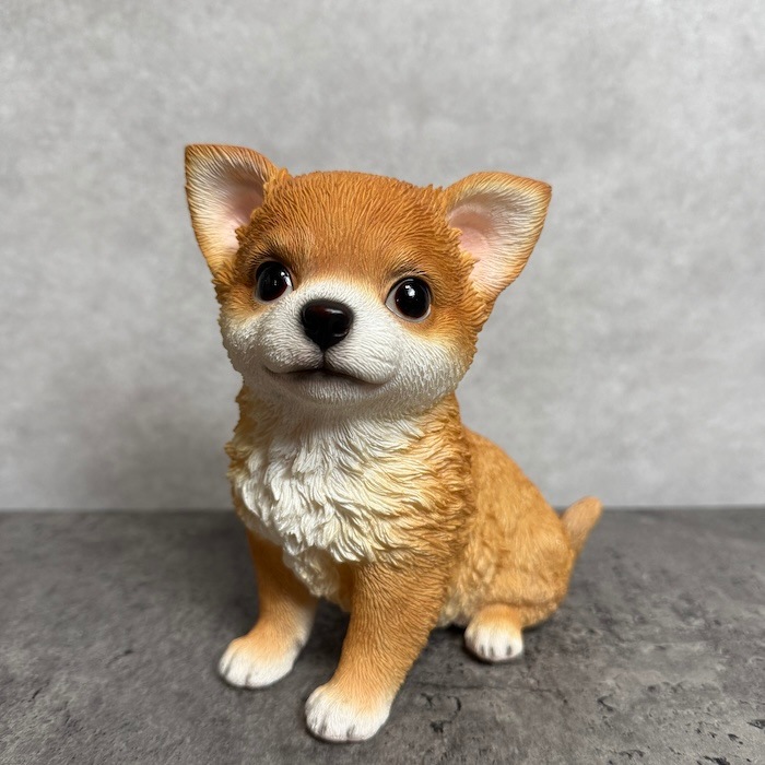 2匹の仲良しチワワ dearDg チワワ 陶器製 チワワ置物 犬 置物 おしゃれ お座りチワワ レッド かわいい 動物 小さいオブジェ