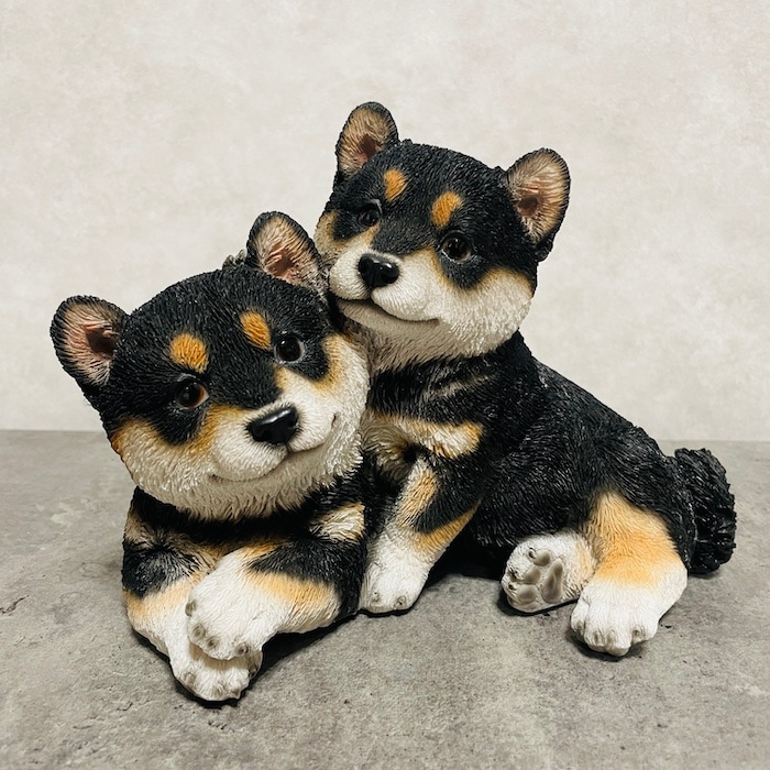 可愛い 遊 犬 置物 銅製 二件 DT592 可愛い 遊 犬 置物 銅製 二件 DT592 かわいい犬の置物 仲良し子