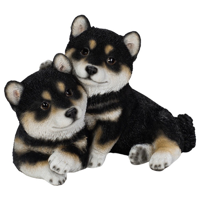 かわいい犬の置物 仲良し子黒柴犬 グッズ woobia ウービア イヌ