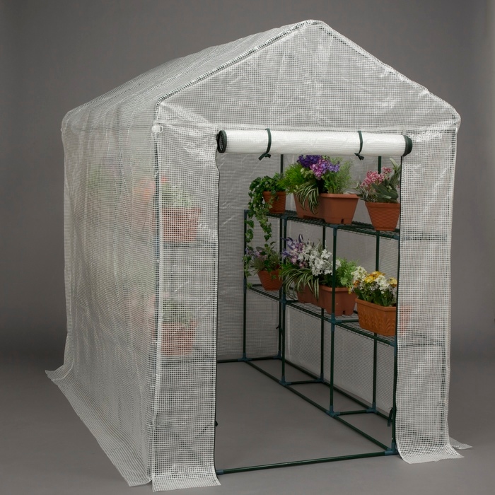 園芸用 菜園ハウス 大 ビニールハウス 小型 家庭用 約3平米 棚付き 幅