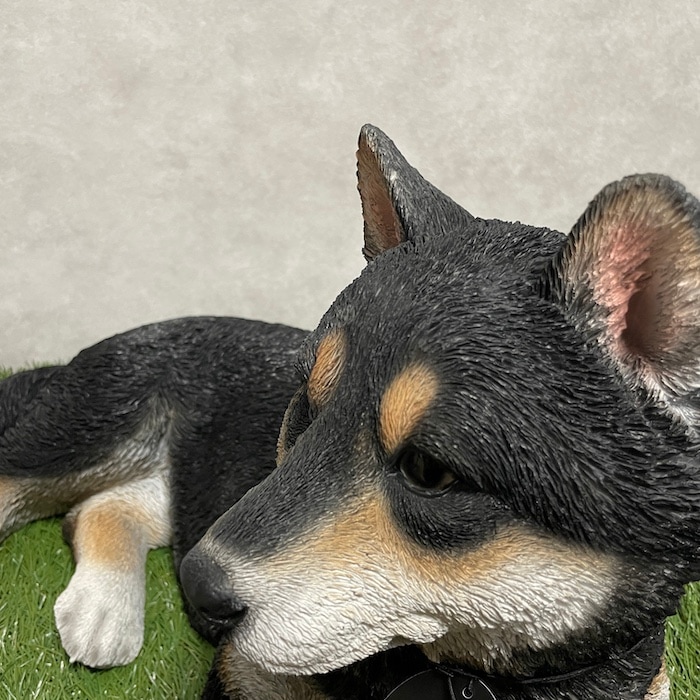 置物 リラックス黒柴犬 中 犬グッズ 高さ28.5cm woobia ウービア