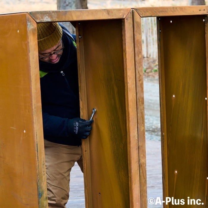 薪ラック Patina コールテン鋼製 ウッドラックスリムW600 屋外 ログ