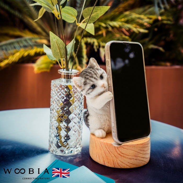 スマホスタンド サバ白猫 woobia ウービア ネコ 卓上 アニマル スマホ