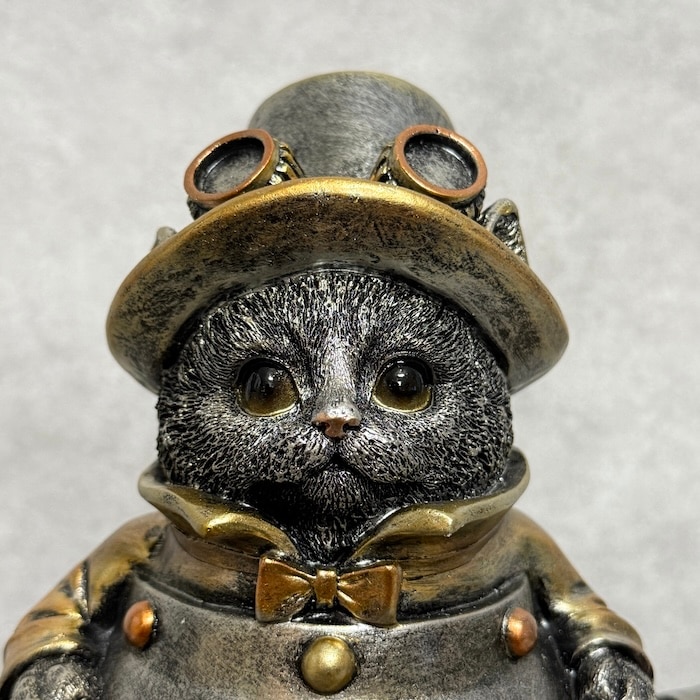 猫の置物 メカキャットB 飛行艇 高さ23cm かわいい おもしろオブジェ