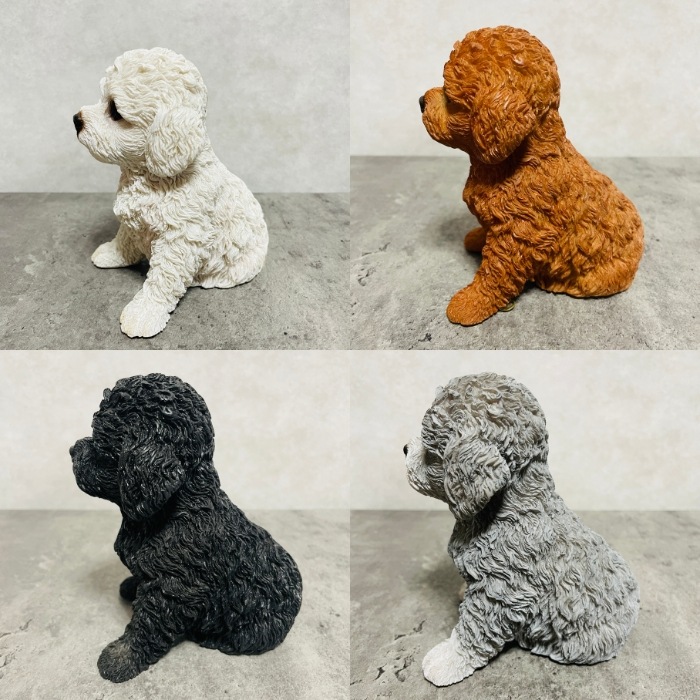 オルゴナイト　フラワー☆プードル1 犬置物　インテリア 楽天市場】かわいい 犬 置物 お座りトイプードル ブラウン