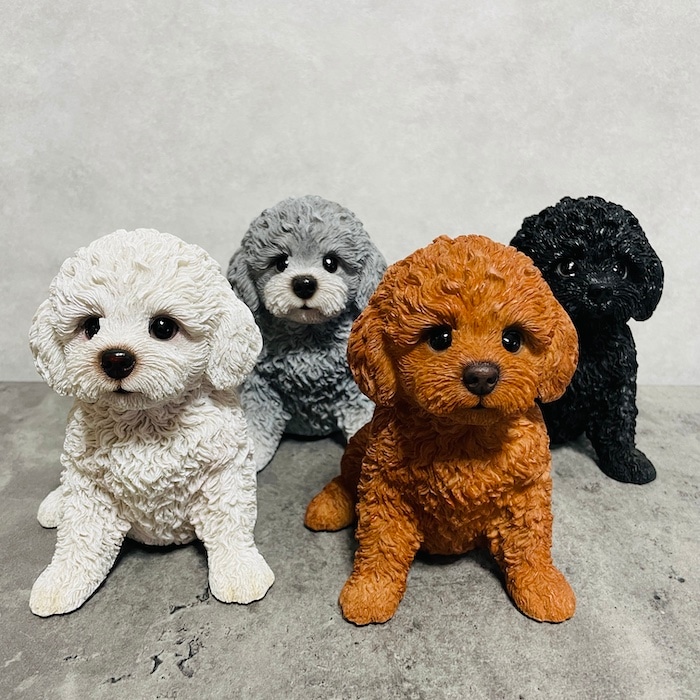 オルゴナイト　フラワー☆プードル1 犬置物　インテリア 楽天市場】かわいい 犬 置物 お座りトイプードル ブラウン