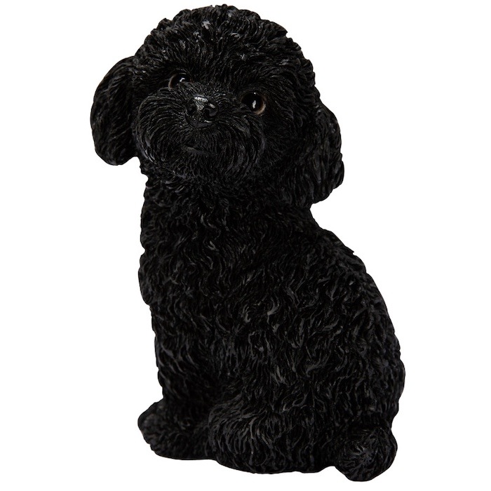 かわいい 犬 置物 振り返るトイプードル ブラック 小 woobia ウービア