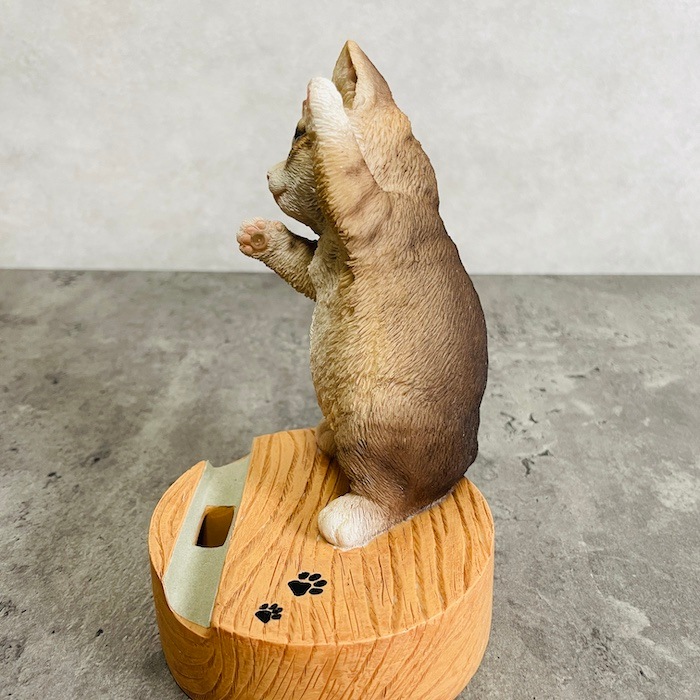 コンポート　小物入れ　動物デザイン ID-637 スマホスタンド キジトラ白猫 woobia ウービア ネコ 卓上 アニマル