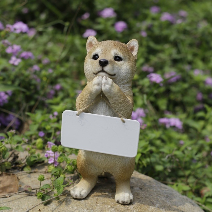 かわいい 犬 置物 高さ21cm おねだり柴犬 グッズ ボード付き woobia