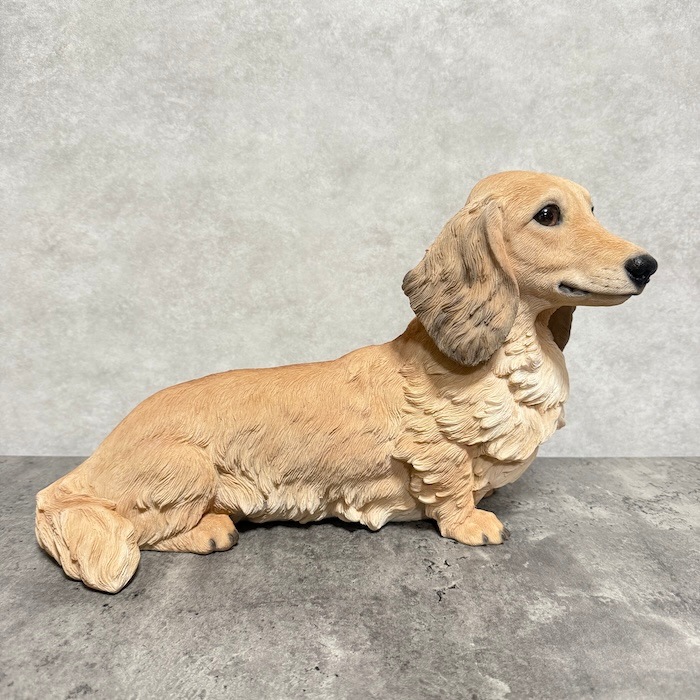 犬 置物 大きい ダックスフンド クリーム 大 横幅38cm woobia ウービア