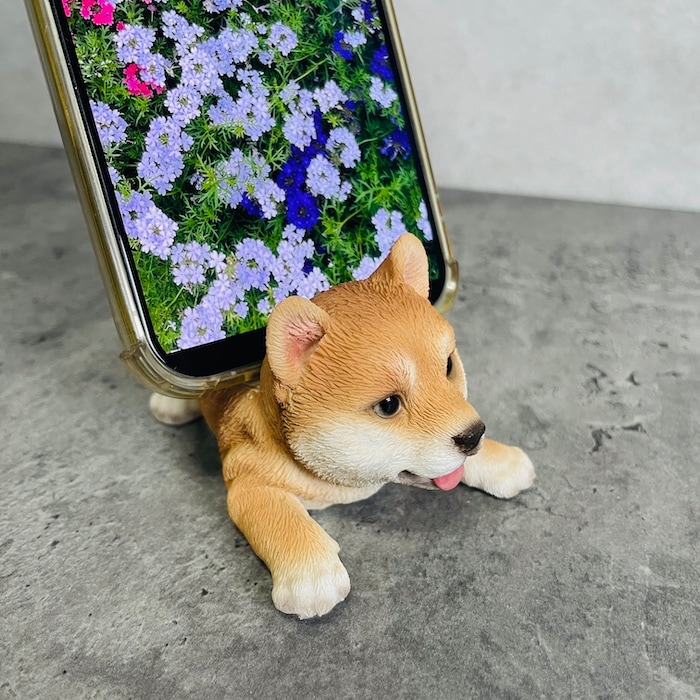 スマホスタンド 寝そべる柴犬 woobia ウービア 犬 イヌ いぬ 卓上
