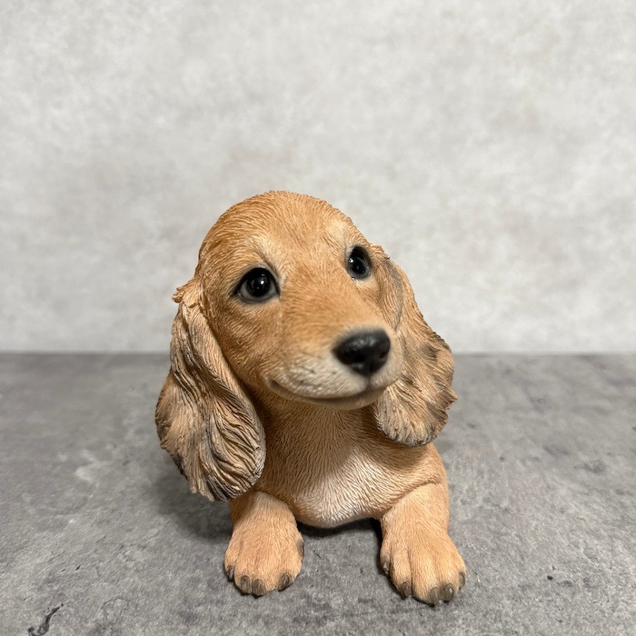 犬 置物 小さい かわいい おしゃれ リラックスダックスフンドクリーム