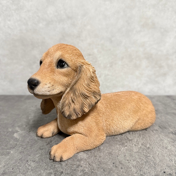 犬 置物 小さい かわいい おしゃれ リラックスダックスフンドクリーム