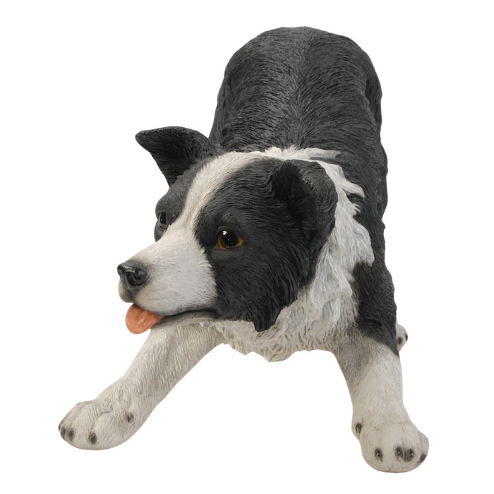 犬 置物 大きい じゃれるボーダーコリー 特大 横幅63cm woobia