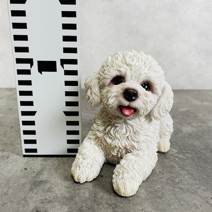 かわいい 犬 置物 見上げるトイプードル 白 woobia ウービア イヌ