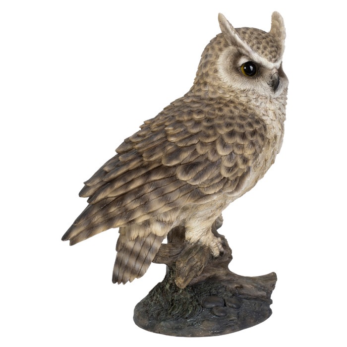 置物 鳥 小さな切り株にとまるミミズク 高さ26.5cm woobia