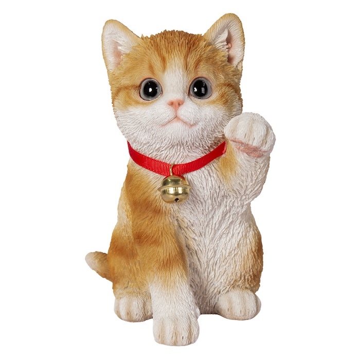 アンティーク瞳や長いお髭が美しい幸運・良き人との出会いを招く珍しい虎猫招き猫 1950年代 瞳や長いヒゲが美しい、お金・幸運・良き人との出会い