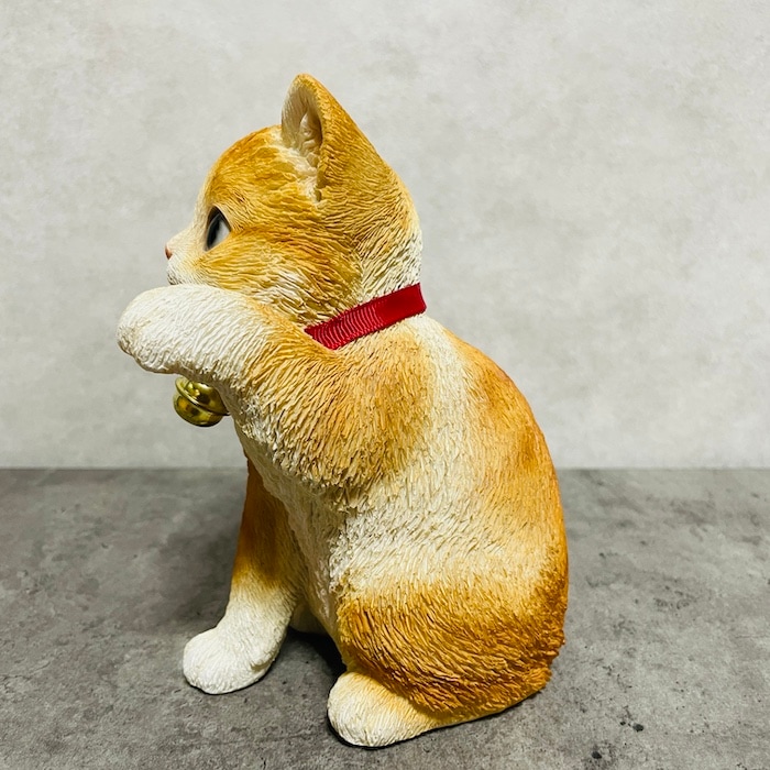 かわいい 置物 左手を上げる茶トラ白招き猫 商売繁盛 縁起物 woobia