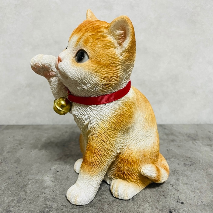 アンティーク瞳や長いお髭が美しい幸運・良き人との出会いを招く珍しい虎猫招き猫 1950年代 瞳や長いヒゲが美しい、お金・幸運・良き人との出会い