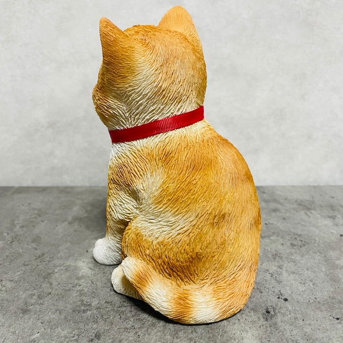 かわいい 置物 右手を上げる茶トラ白招き猫 商売繁盛 金運 財運 縁起物