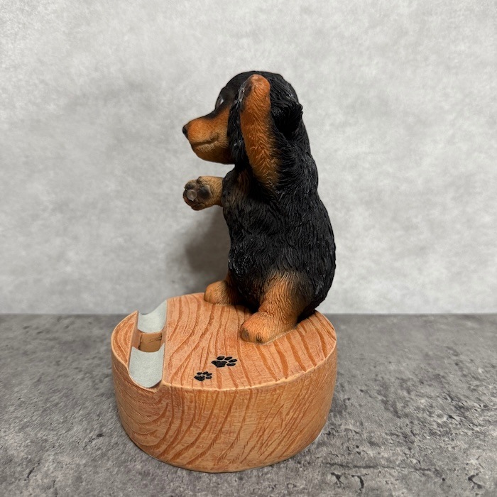 木製　黒檀　犬　オブジェ　置物 犬 置物 リアル フレンズ ダックスフント 2種セット 動物オブジェ