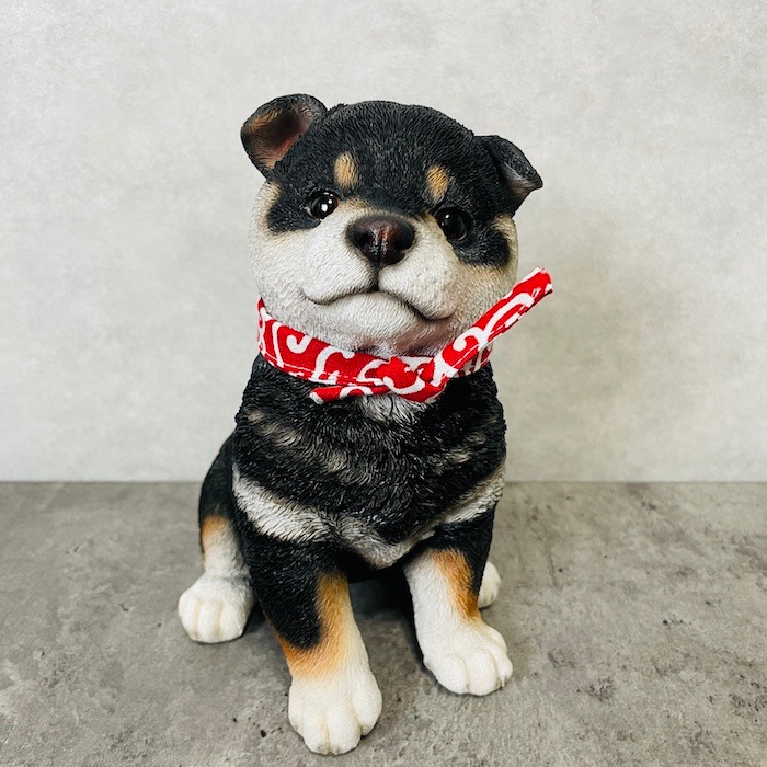 かわいい犬の置物 おかえり豆黒柴犬 大 横幅16.5cm グッズ woobia