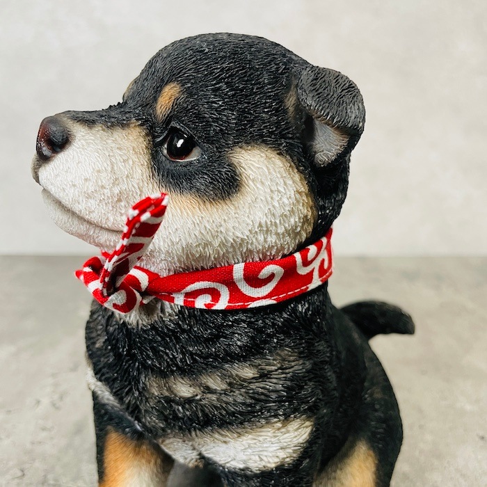 かわいい犬の置物 おかえり豆黒柴犬 大 横幅16.5cm グッズ woobia
