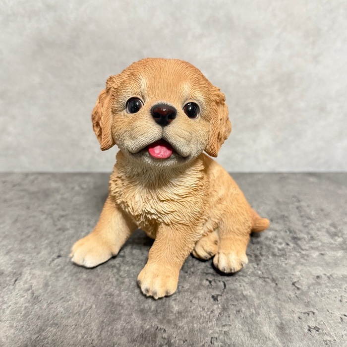 犬 置物 小さい かわいい 高さ11.8cm 左向き座りゴールデンレトリバー