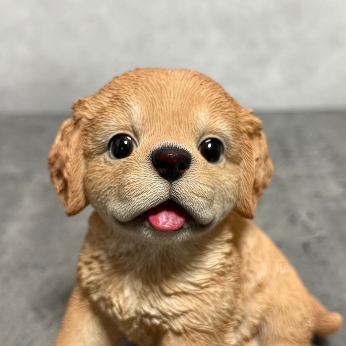 犬 置物 小さい かわいい 高さ11.8cm 左向き座りゴールデンレトリバー