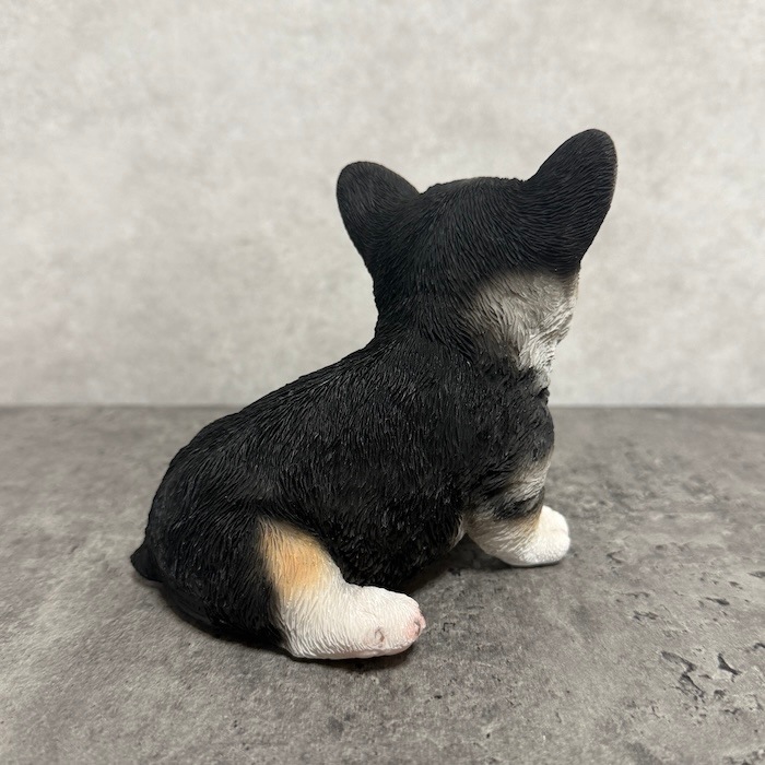 犬 置物 小さい かわいい 高さ11.5cm 左向き座りウェルシュコーギー黒